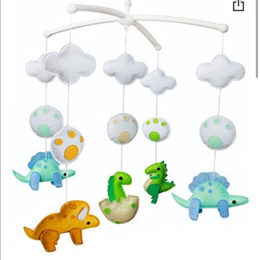 Dinosaur musical crib mobile, like new